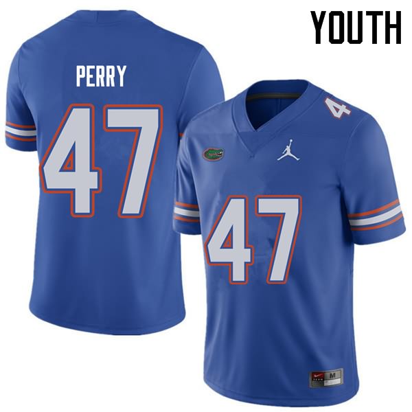 NCAA Florida Gators Austin Perry Youth #47 Jordan Brand Royal Stitched Authentic College Football Jersey BLP7664BJ